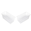 Set Of 2 Metal Bathroom Storage Baskets With Shelf, For Kitchen, White