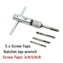 5pcs Screw Thread Taps+1pcs M3-M8 T-Handle Ratchet Tap WrenchMachinist Tool R2V9