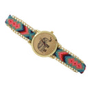 Multicolor elephant watch Quartz watch braided bracelet (red)