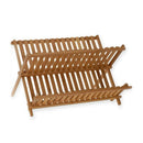 Folding Bamboo Dish Rack Drying Rack Holder Utensil Drainer Plate Storage H
