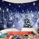 Christmas Tree Snowy Sky Wall Art Hanging Tapestry Dorm Bedspread Decor E