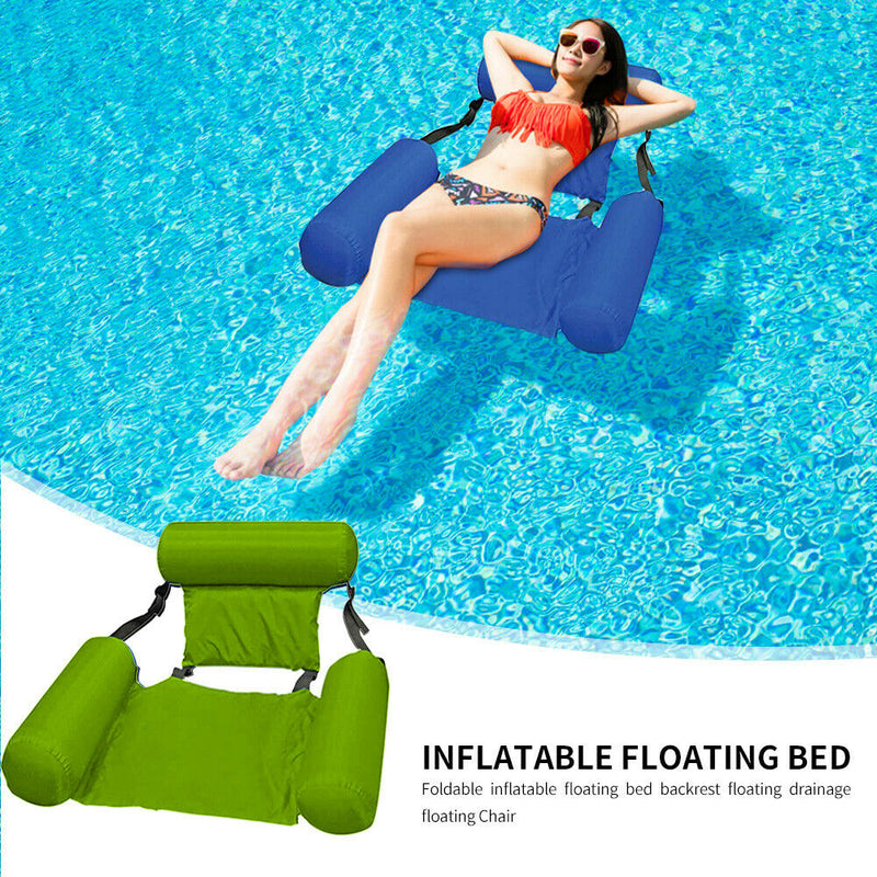 Inflatable Foldable Floating Row Beach Swimming Pool Water Hammock (Green)