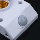 E27 Infrared Motion Sensor Automatic Light Lamp Bulb Holder Stand Switch White