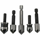 5pc Industrial 5 Flutes Countersink Drill Bit Set Wood 45 Steel Working Cha Q6X7