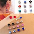 Pack of 12 Pairs Mixed Color Round Crystal Magnetic Earrings for Women Men