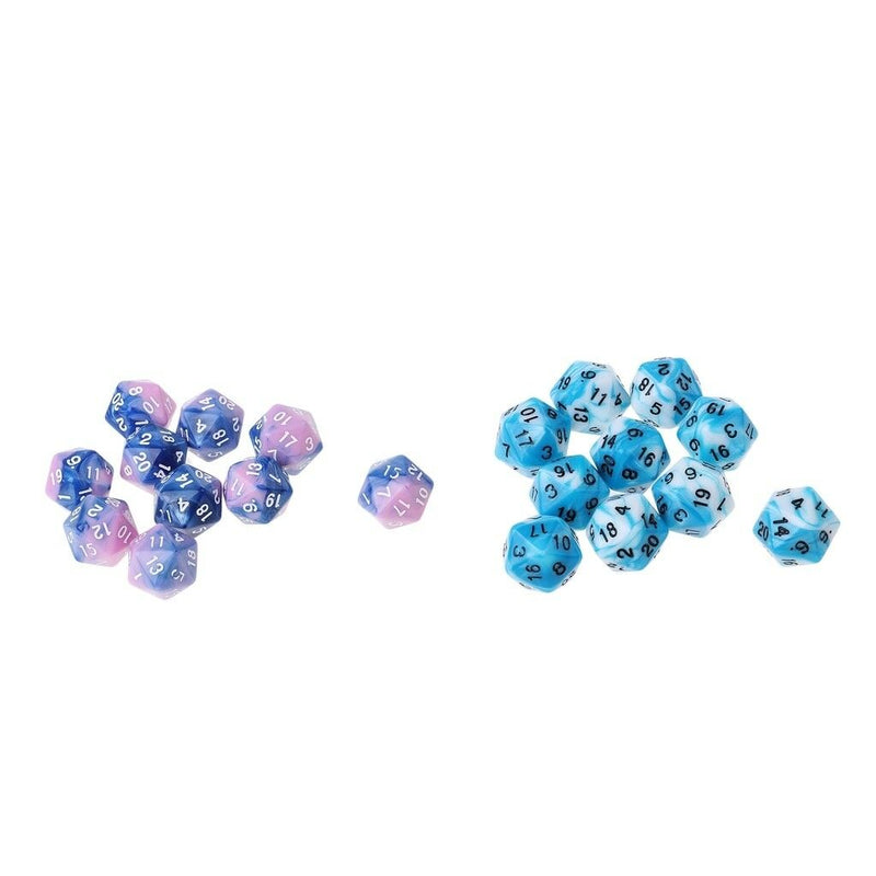 Set of 20 Colorful D20 Dice for D&D RPG Game 20 Sided 14mm