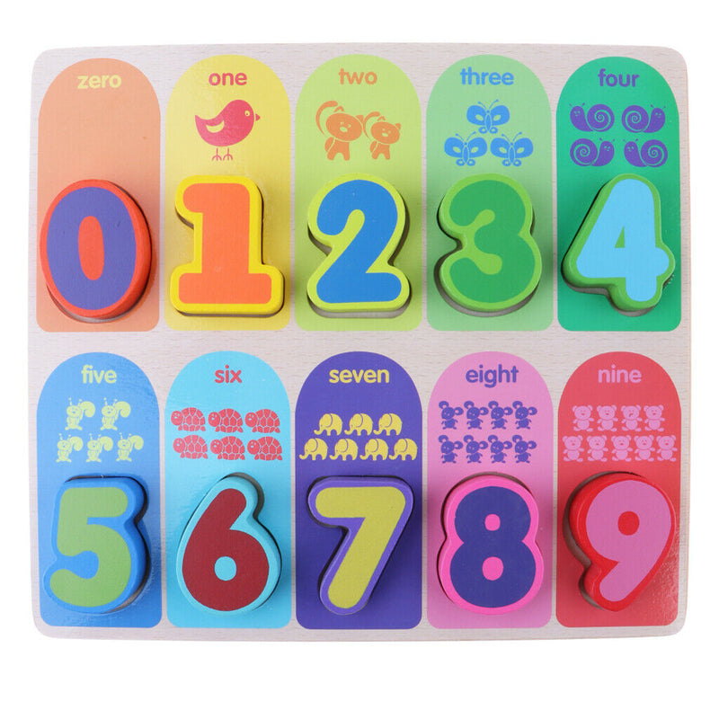 Wooden Number Block Puzzle Board Montessori Educational Math Numerical Learning
