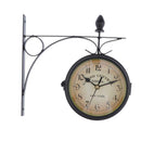 EU Style Double Sided Wall Bracket Clock Classic Mue Clock Decor Black