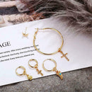 Women'S Fashion Personality Cross Crescent Starlight Stud Earrings Set New W1F7