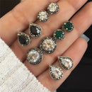 5 Pair/Set Boho Water Drop Crystal Rhinestone Stud Earrings Women PartyJewelry3C