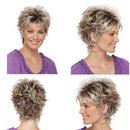 Vogue Womens fashion short Fluffy Wavy mixed Blond Brown Curly Natural Hair Wig