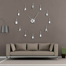 Guitar Variety Music Diy Giant Wall Clock Music Room Decoration Frameless B H3I2