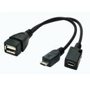 Micro USB Male To USB Female Host OTG Cable USB 2.0 Male Power Cable Y Splitter