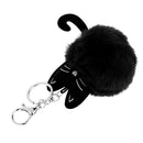 Black Cat Keychain Faux Fur Ball Key Ring Bag Tag Charm Handbag Pendant