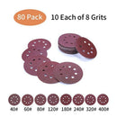 80Pcs Sanding Discs,Sanding Disc Pads 125mm/5 Inch 8 Holes Hook and Loop 40 O7V4