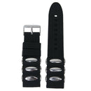 Punk Black Silicone Rubber Bracelet Band Metal Stud insert 24mm Waterproof D3U8