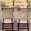 2pcs Mr Mrs Burlap Chair Sashes Sash Banner Jute Hanging Bunting Wedding P3C