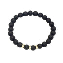 Fashion Unisex Women Men Rhinestone Charm Matte Bead Bangle Strand Bracelet A