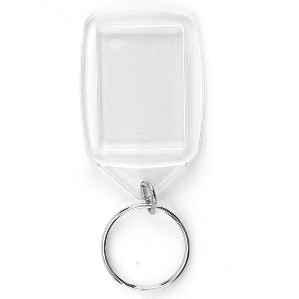 100pcs Acrylic Plastic Blank Clear Keyrings 35x25MM Insert Photo Key Rings  A2I7