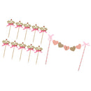 Baby 1st Birthday Cake Decor Set 10XCrown Cupcake Topper+ONE Cake Banner