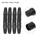 Black 8pcs 4 Male 4 Female XLR 3Pin Microphone Audio Cable Connectors Plugs A