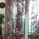 200x100cm Flower Beads Tulle Voile Window Curtain Drape Panels Valance Sheer