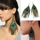 Fashion Women's Assorted Color Peacock Natural Feather Earrings Drop Earrings GZ