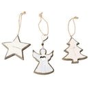 3pcs Christmas Tree Angel Star Hanging Ornaments Wooden Craft Home Decor A