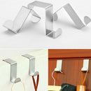 4pcs Stainless Steel Door Hook Z Type Kitchen Bathroom Hooks Clothes Holder