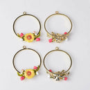 4 Pieces Alloy Enamel Charms Pendants Lovely Flower Jewelry Findings DIY