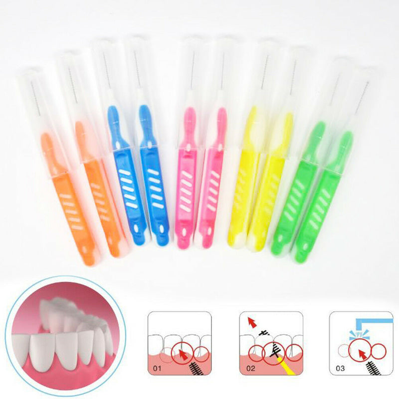 7Pcs Soft clean between interdental floss brushes dental oral care tool HT J Kw