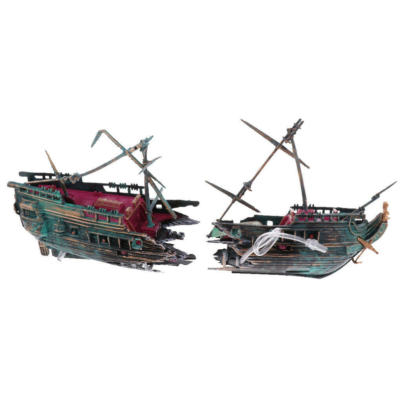 Aquarium Decoration Air Split Shipwreck Aquarium Ornament