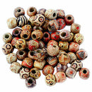 New 100Pcs Mixed Gorgeous 9x10mm Charming Wooden Round Craft Loose Tribal Beads