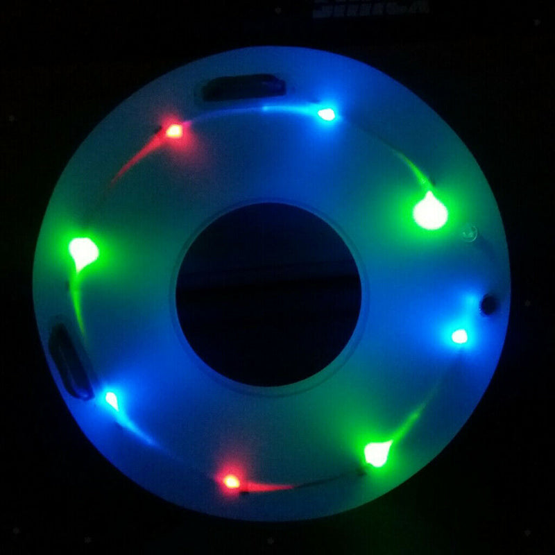 31 Inch Inflatable Swim Ring Swimming Pool Tube Float with LED Light for Adults