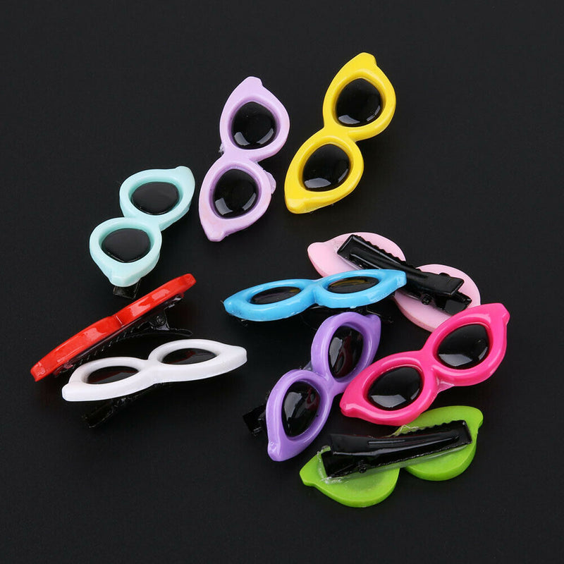 10pcs/Set Plastic Pet Sunglasses Hairpin Headdress Dog Hair Clip Pets Head