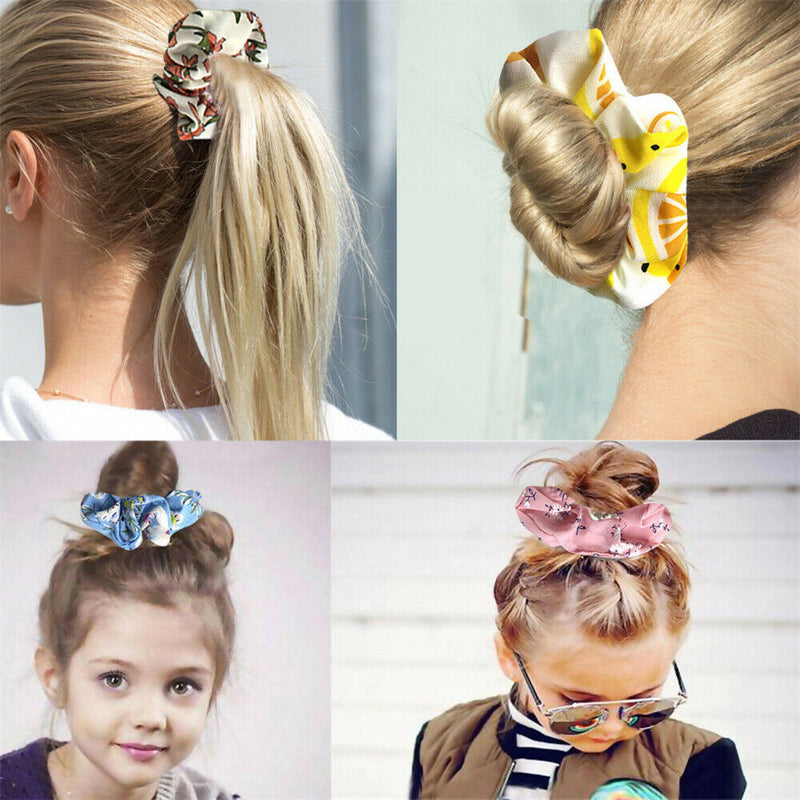16pcs Hair Scrunchies Band Elastic Ties Big Floral Ponytail Holder Pack F. Women