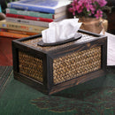 Retro Bamboo Wood Facial Tissue Box Cover/Holder for Bathroom Countertops