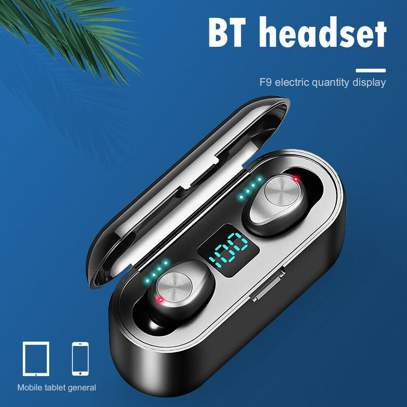 F9 TWS Bluetooth 5.0 Earphones Touch Control Earbuds w/LED Display Charge Box