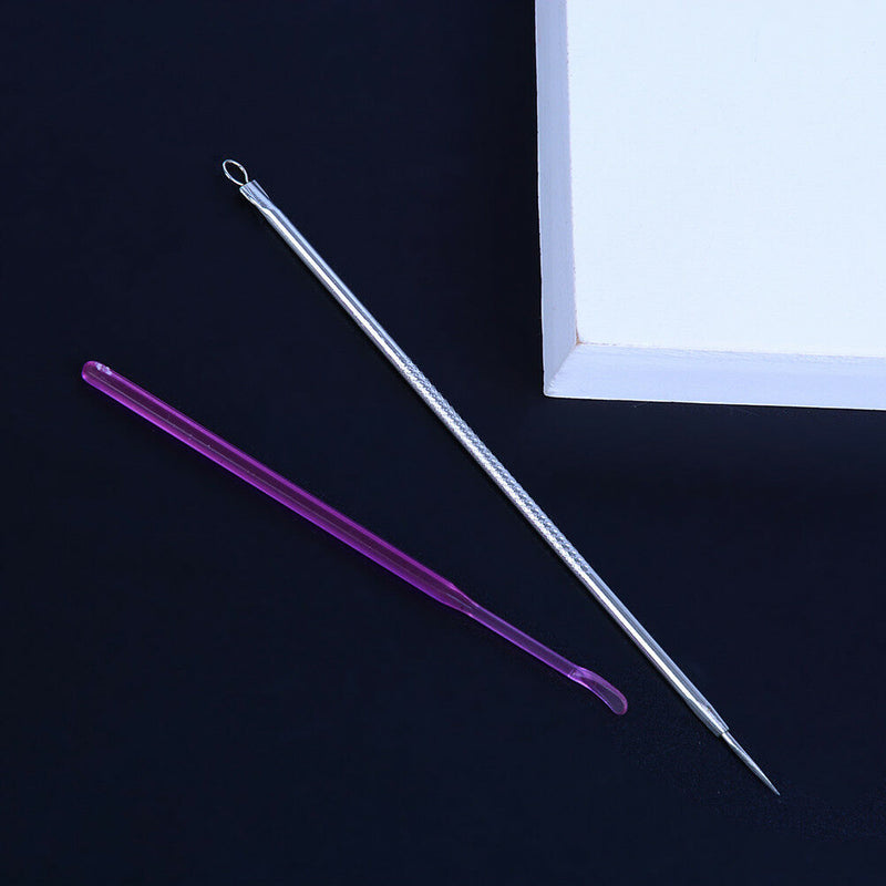 Stainless Steel Blackhead Acne Acne Extractor Remover Needle + Ear Spoon toolTCE