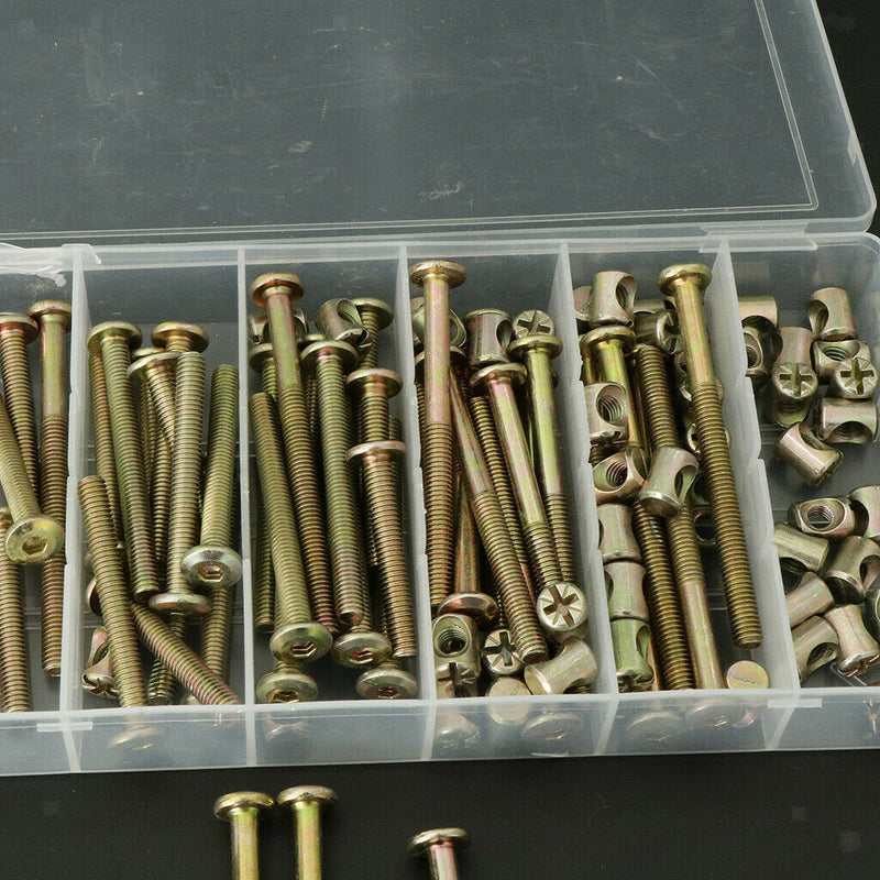 100pcs Bolts Nuts Kit, M6 Hex Socket Head Cap Screws Nuts W/Case