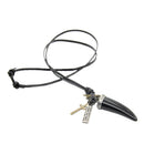 Statement Necklace Leather Rope Alloy Animal Long Tooth Cross Pendant