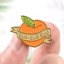 Cartoon Peach Fruit Brooch Women Men Enamel Badges Clothes Collar Lapel Pin A