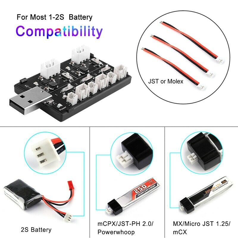 3.7V 3.8V 1S 2S LiPo LiHV Lithium Battery USB Port Charger Charging Board f V5W5