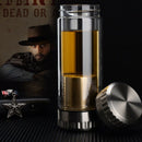 300Ml Business Type Water Bottle Glass Bottle With Stainless Steel Tea Infu