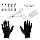 15Pcs Professional Piercing Kit Stainless Steel Double CZ Belly Navel Ring