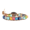 Bohemian 7 Chakra Natural Healing Stone Wrap Leather Bracelet for Women Bra