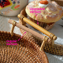 Rattan Handwoven  Severing Tray Food Storage Platters Plate Over HandlesS Hn