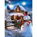 5D DIY Diamond Painting Snowman Cabin Full Round Home Decor Wall Painting