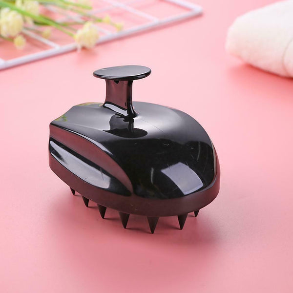 Silicone Shampoo Scalp Massage Brush Bath Body Hair Washing Comb (Black)