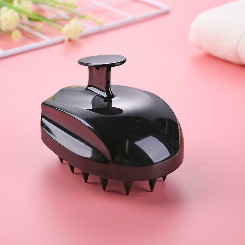 Silicone Shampoo Scalp Massage Brush Bath Body Hair Washing Comb (Black)